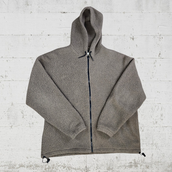 90s Vintage Dark Taupe Pile Fleece USA Made Gander Mountain Teddy Jacket Size XL - Picture 1 of 6